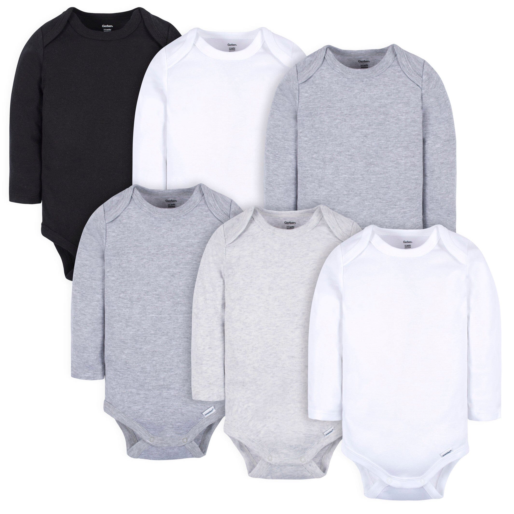 6-Pack Baby Neutral White, Gray, & Black Onesies Bodysuits