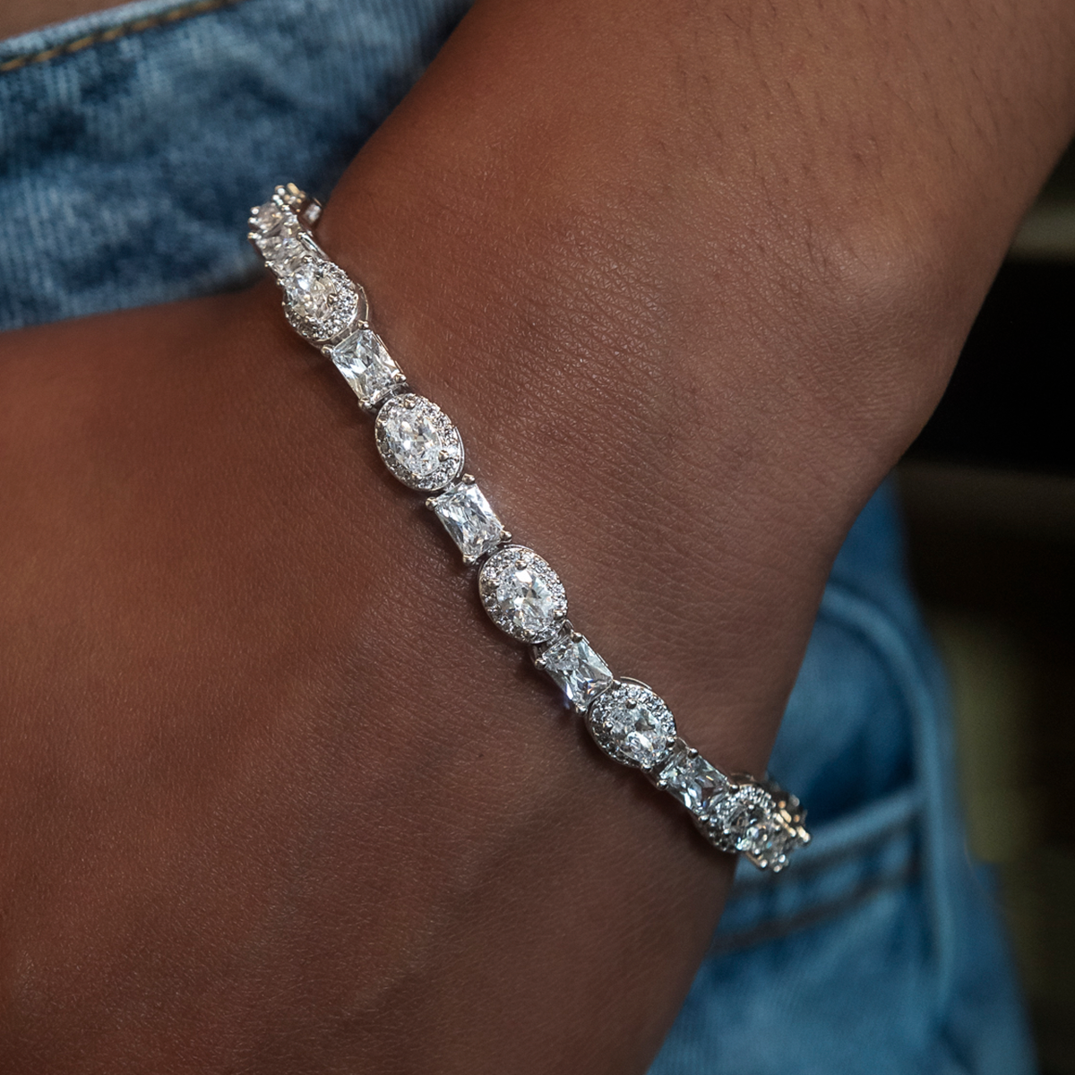 Oval Emerald Cut Tennis Bracelet