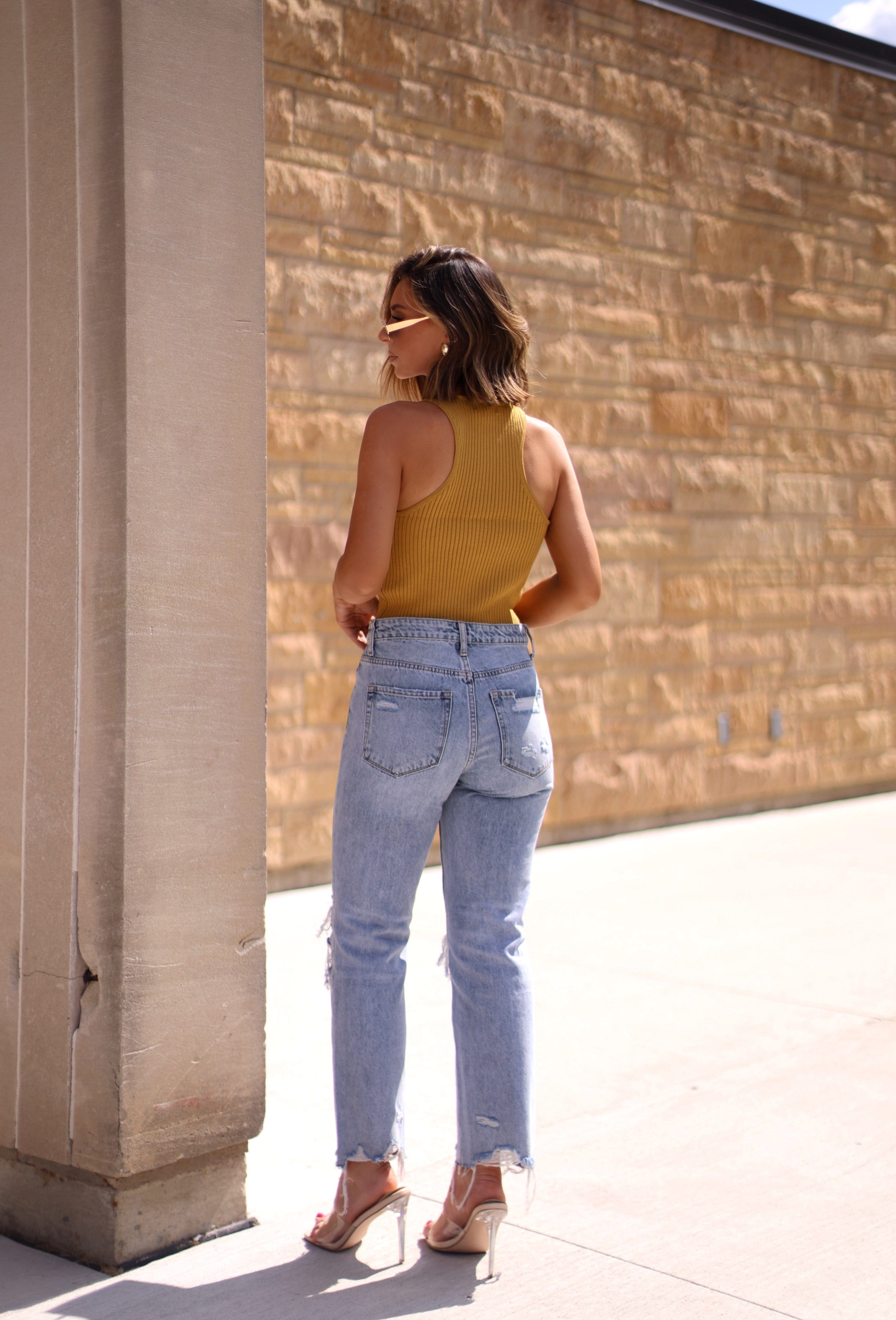 Vintage Wash Cropped Straight Denim