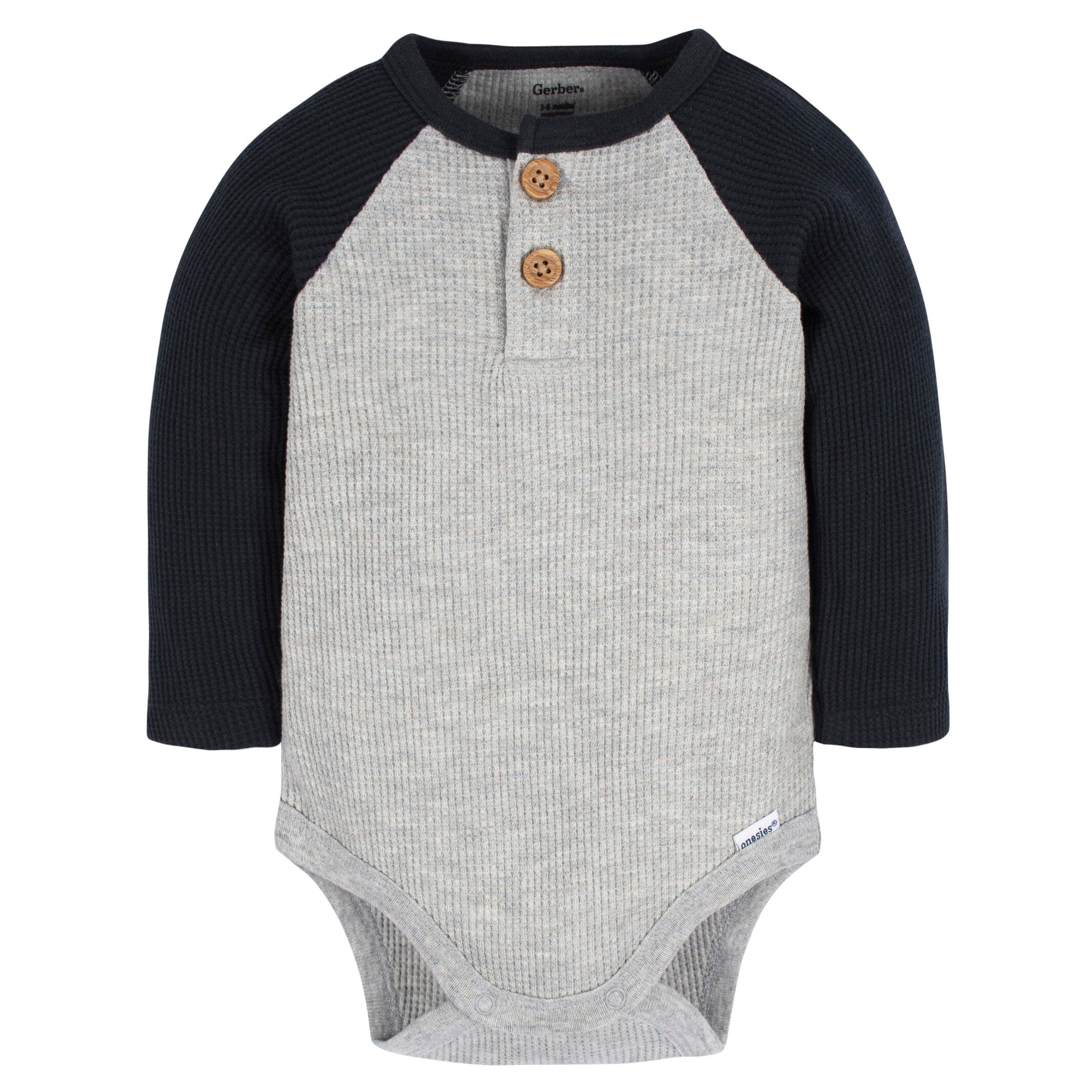 2-Pack Baby Boys Red & Heather Gray Long Sleeve Henley Onesies Bodysuits