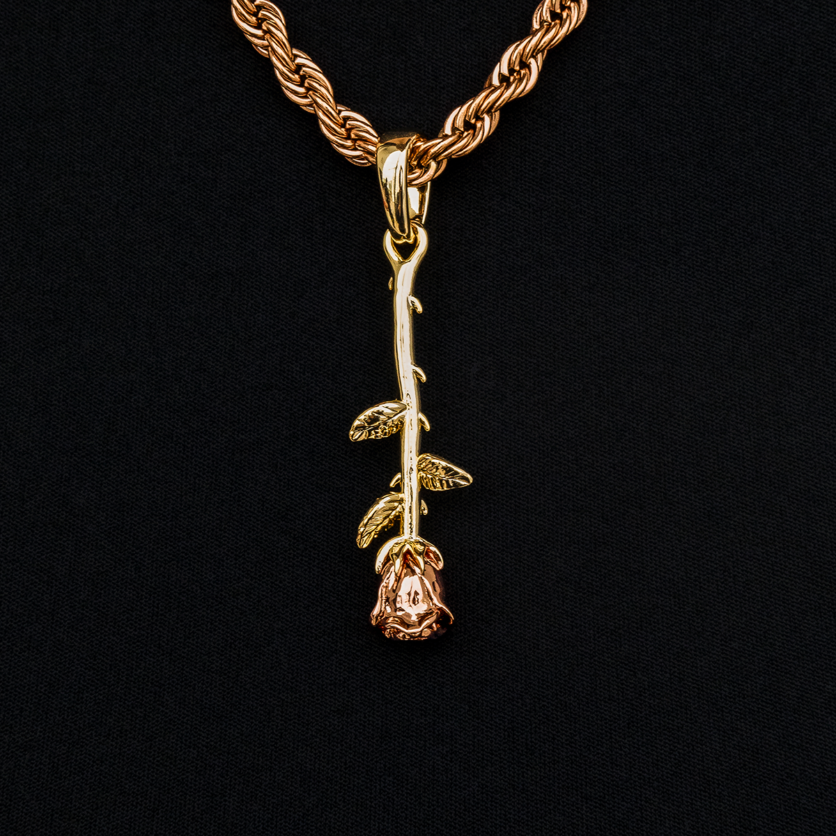 Hanging Rose Pendant in Rose Gold