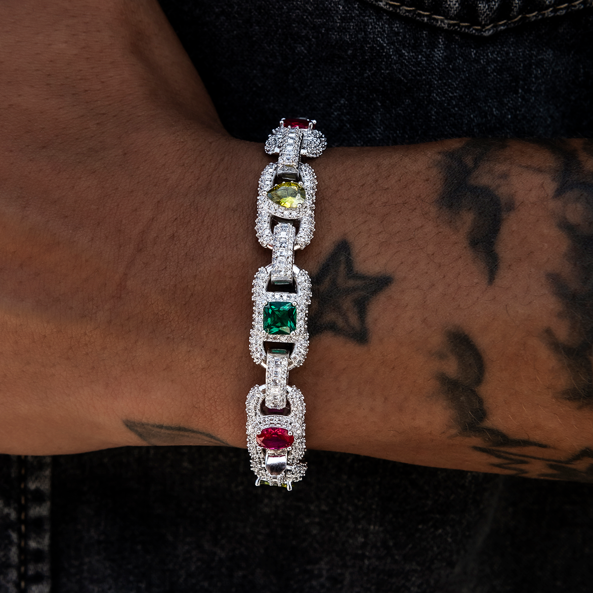 Diamond Multicolor Cluster Mariner Bracelet