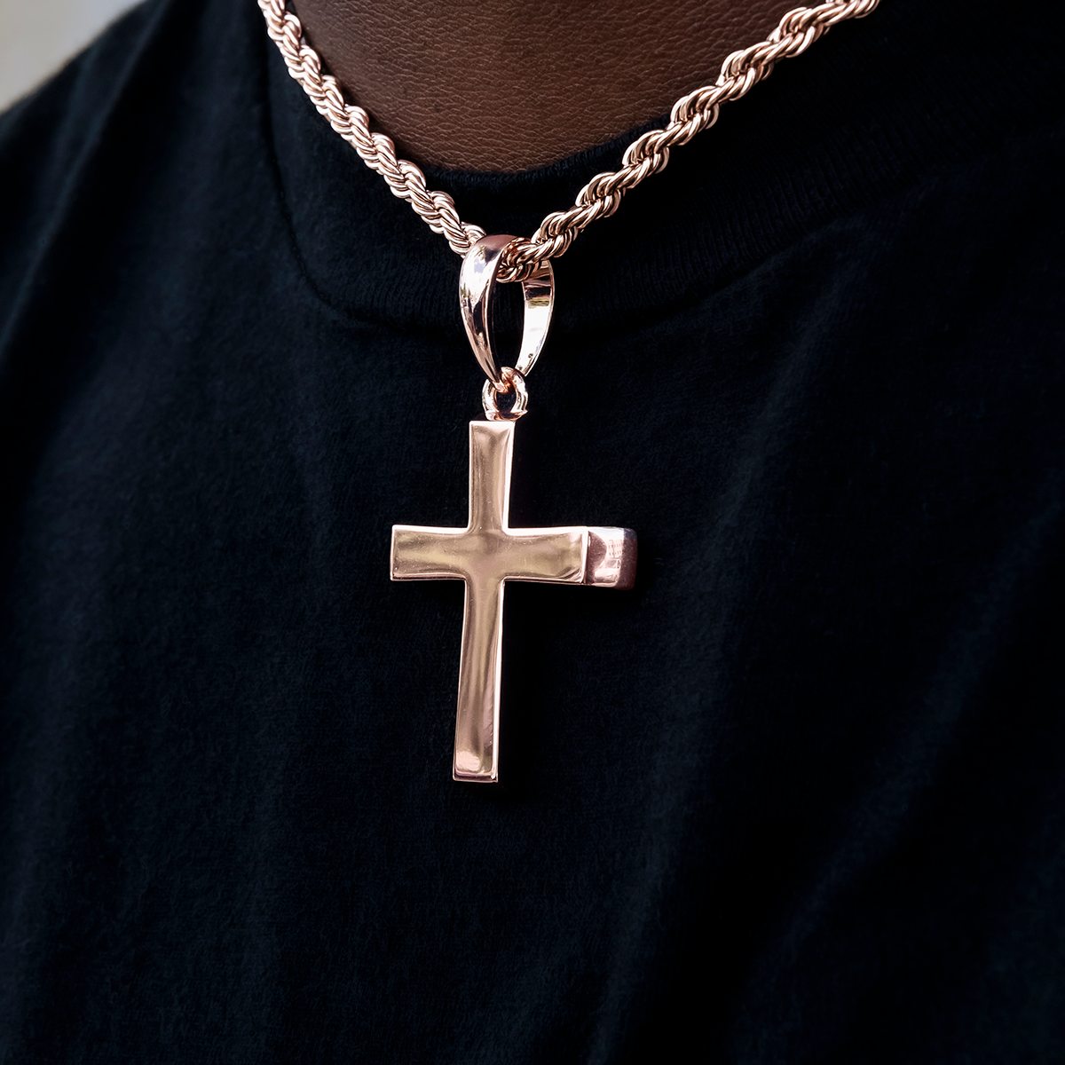 Simple Cross Pendant in Rose Gold