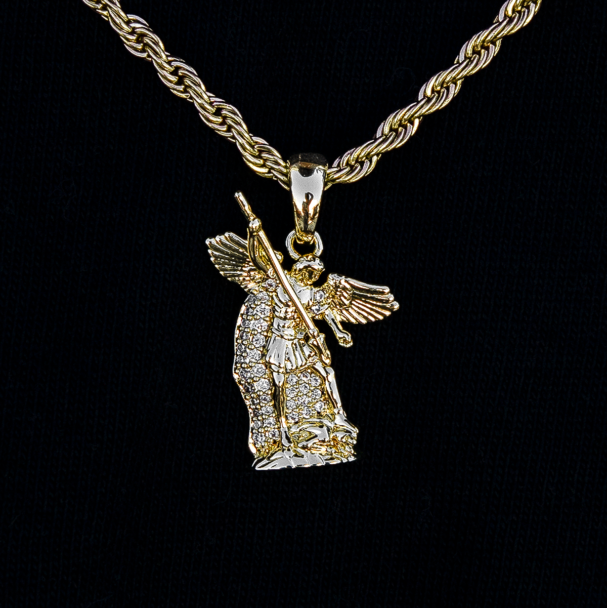 Micro Saint Michael Pendant in Yellow Gold