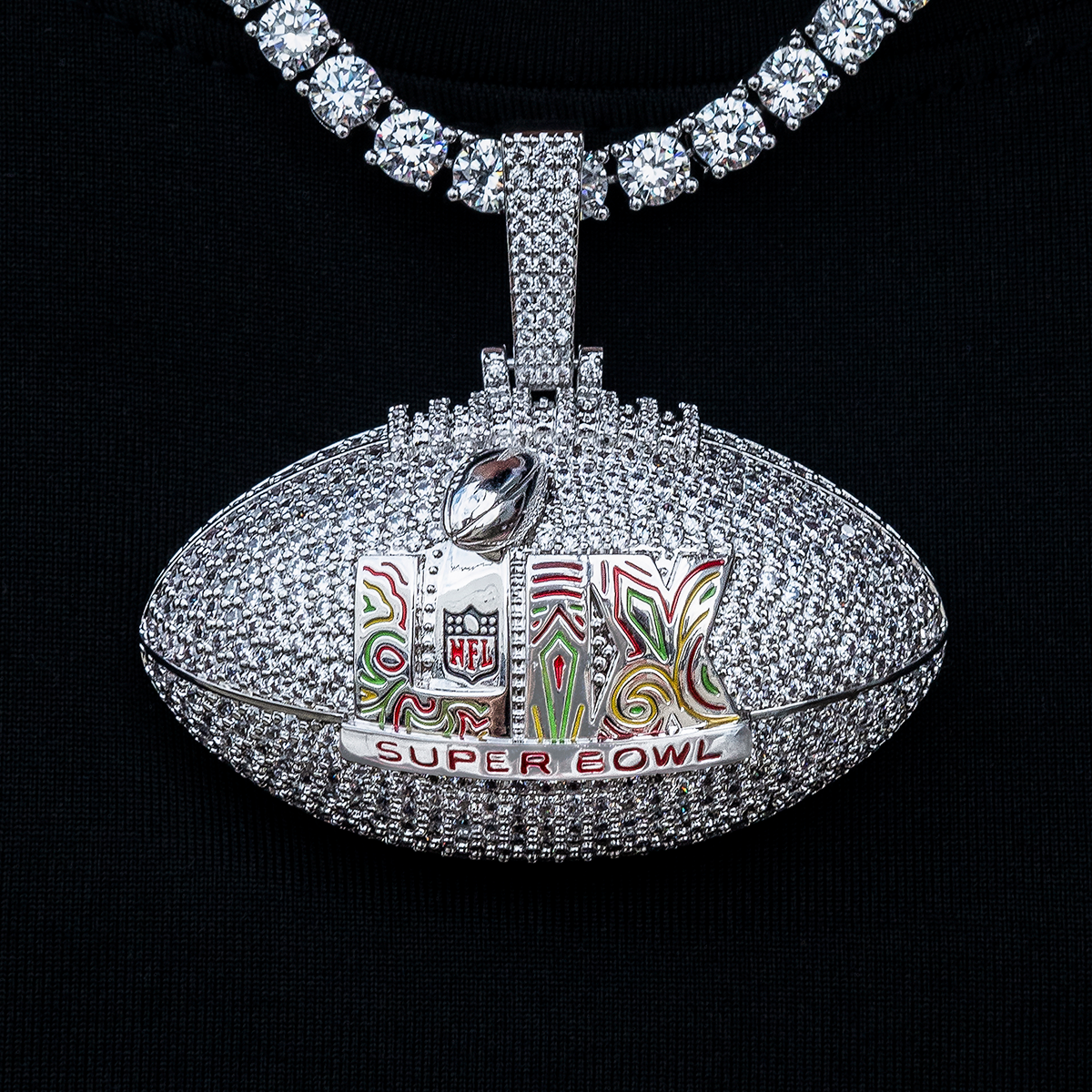 Super Bowl LIX Official NFL Football Pendant in White Gold