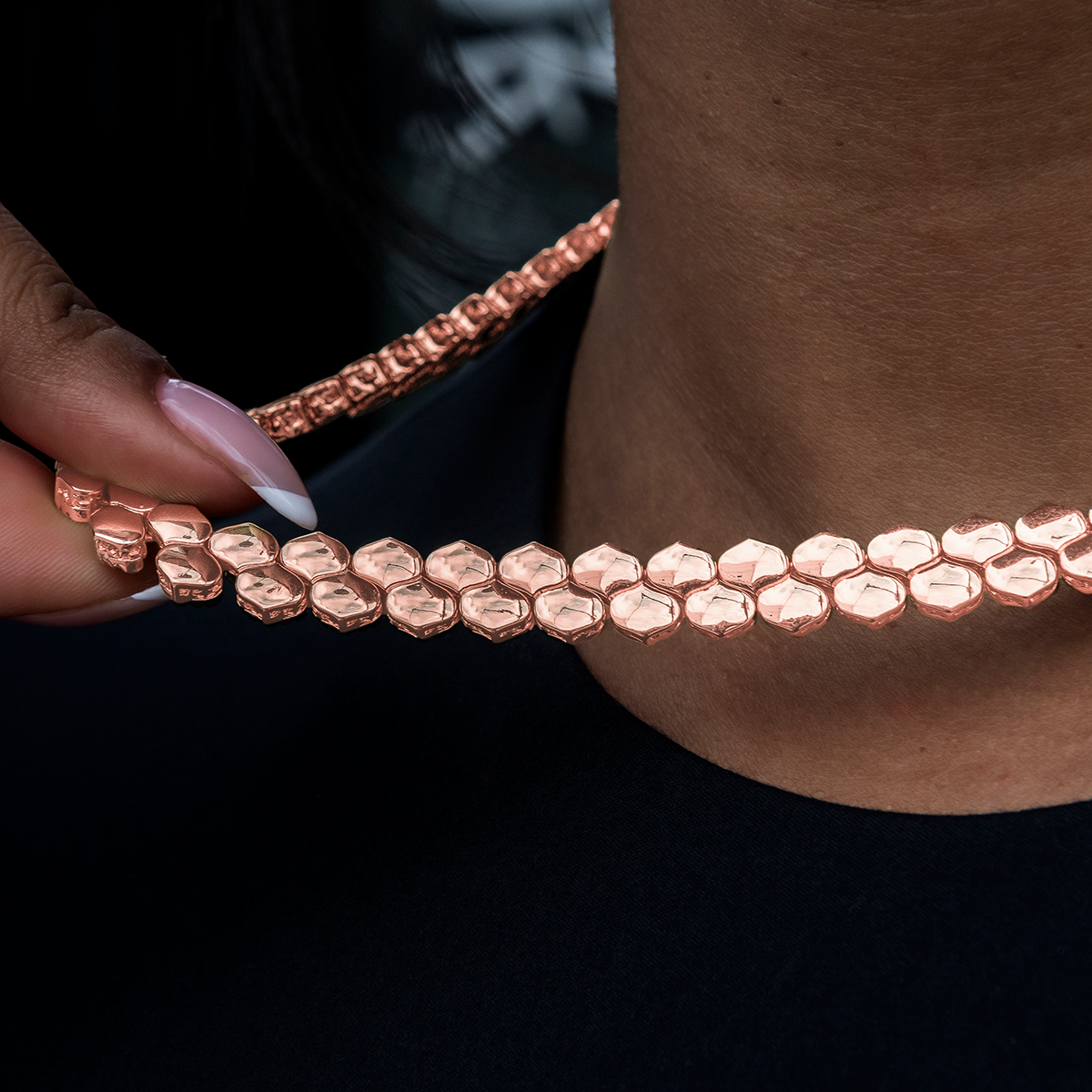 Flat Reptile Necklace in Rose Gold -4mm