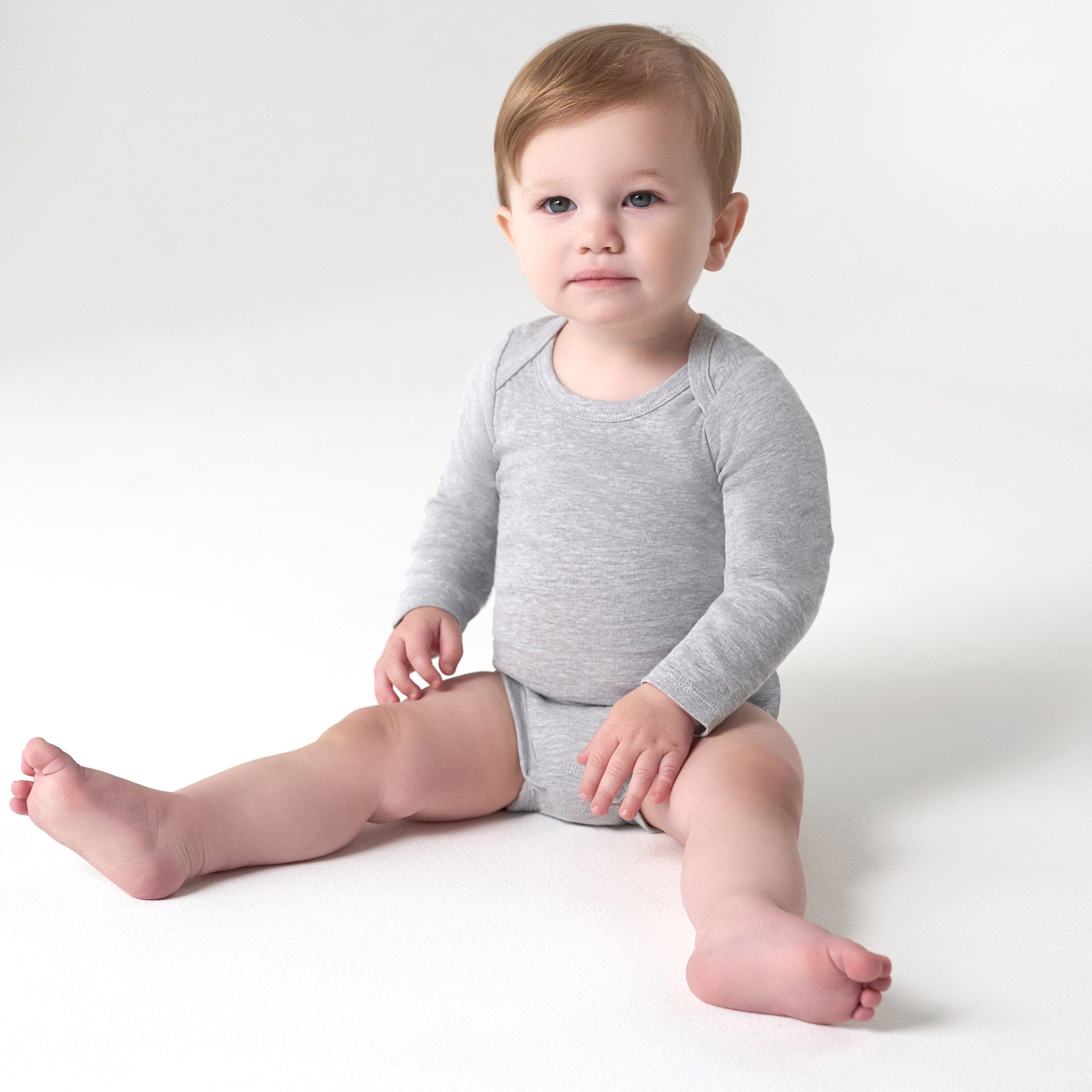 5-Pack Baby Heather Gray Premium Long Sleeve Onesies Bodysuits