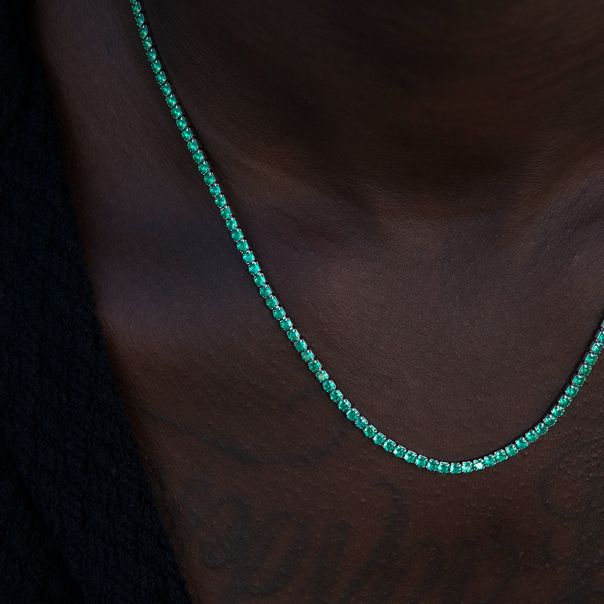 Emerald Diamond Micro Tennis Chain