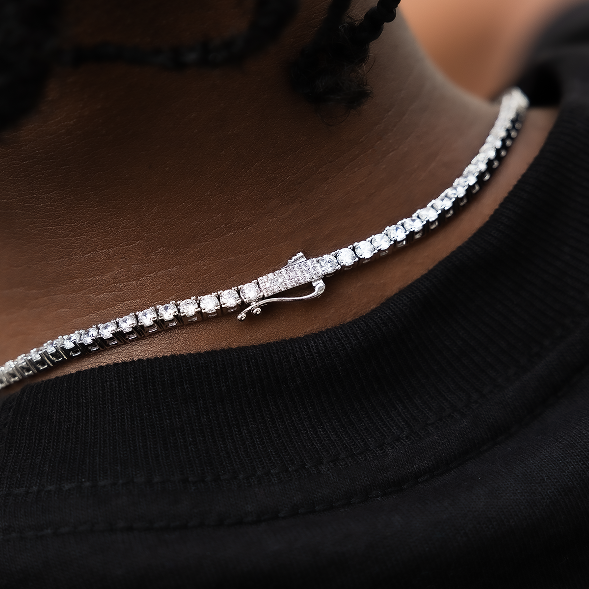 Diamond Tennis Necklace in White Gold- 3mm