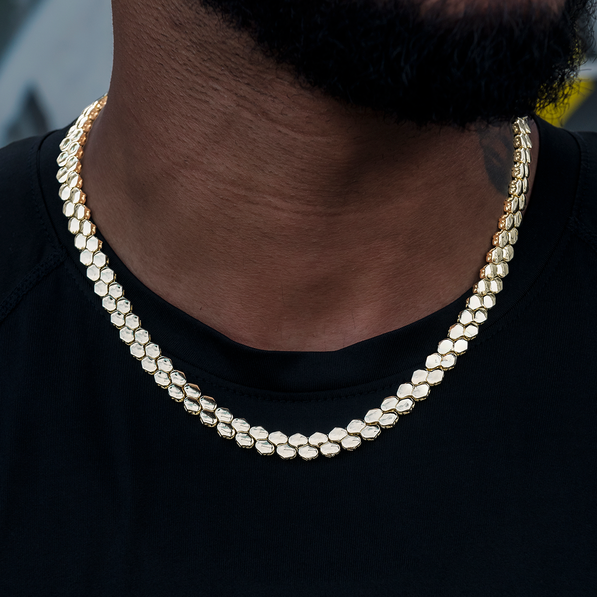 Flat Reptile Chain in Yellow Gold -4mm