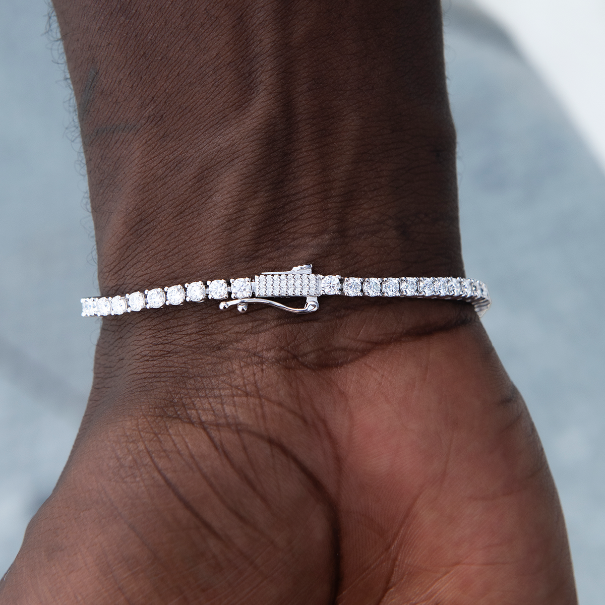 Moissanite Diamond Tennis Bracelet in White Gold Vermeil- 3mm