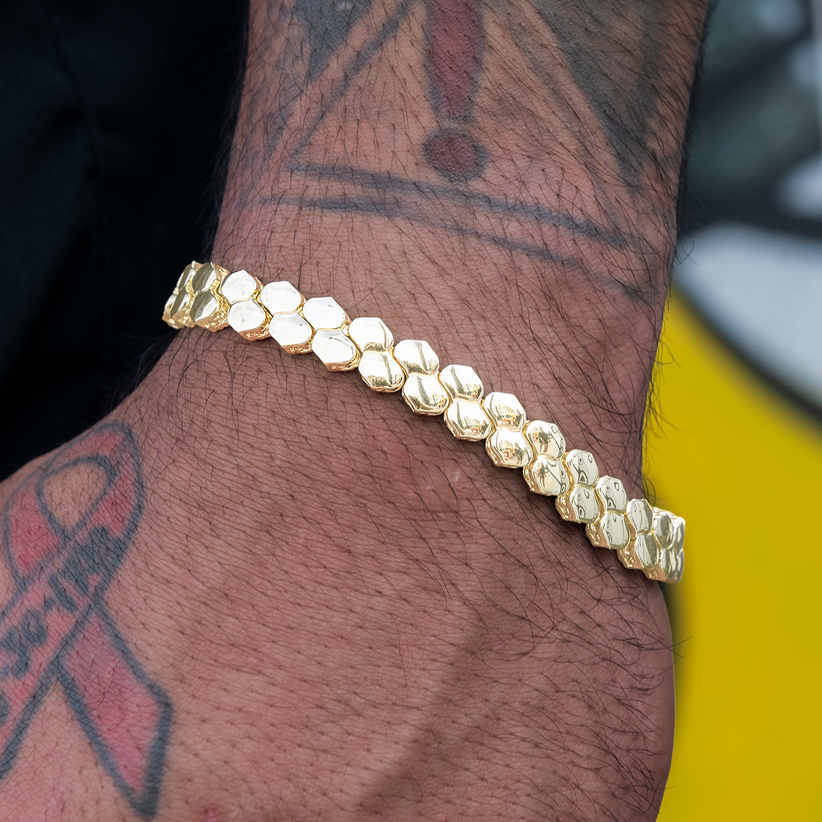 Flat Reptile Bracelet in Yellow Gold-4mm