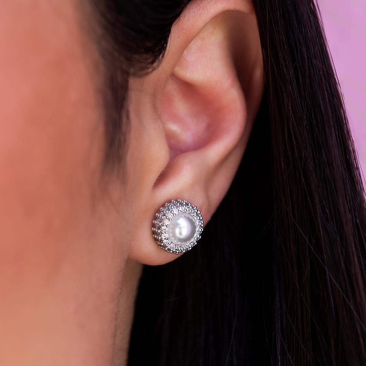 Halo Pearl Stud Earrings