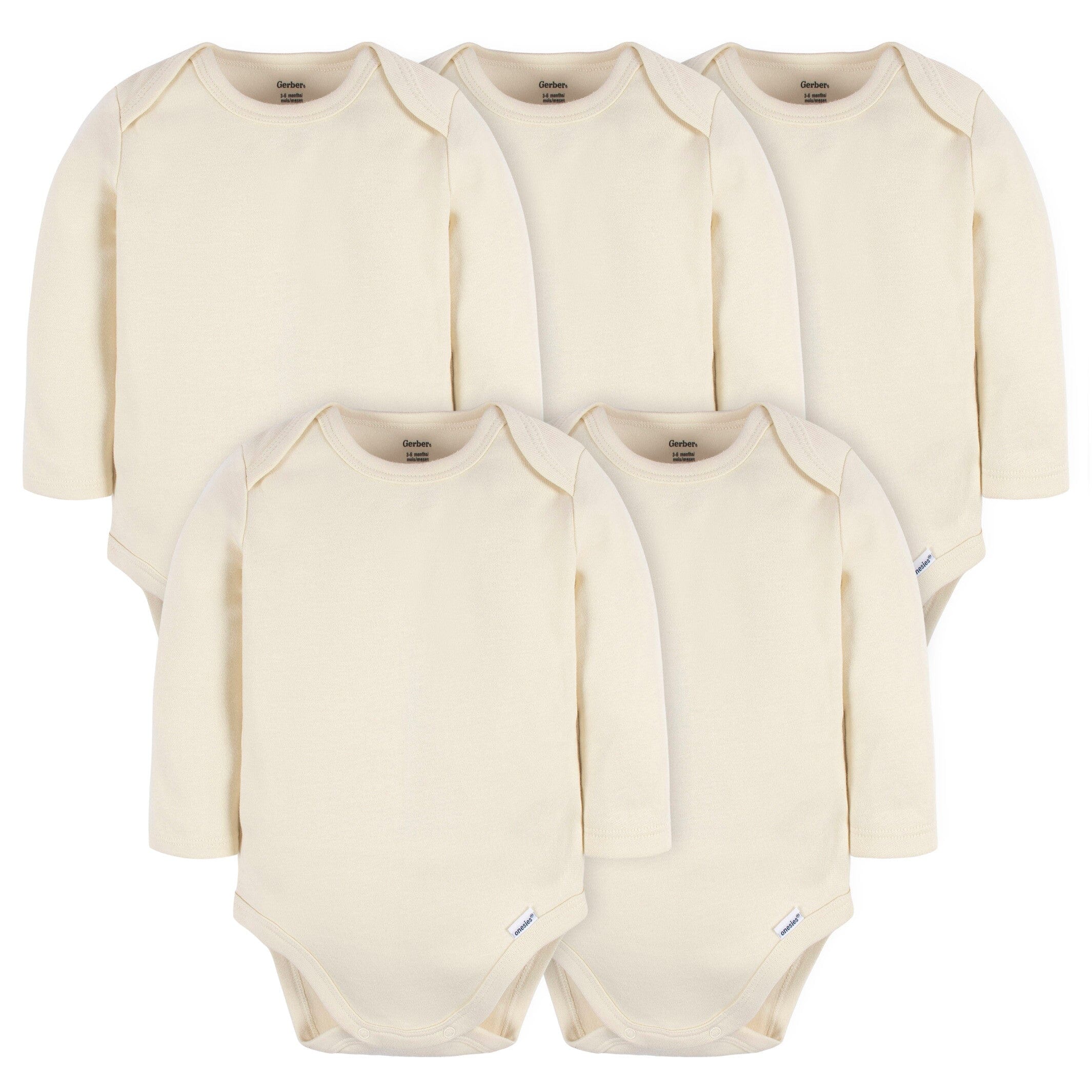 5-Pack Baby Natural Premium Long Sleeve Onesies Bodysuits