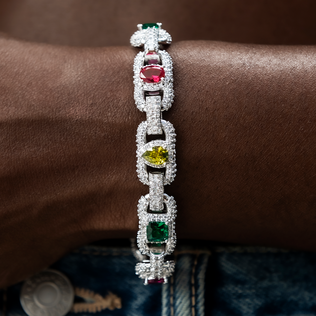 Diamond Multicolor Cluster Mariner Bracelet