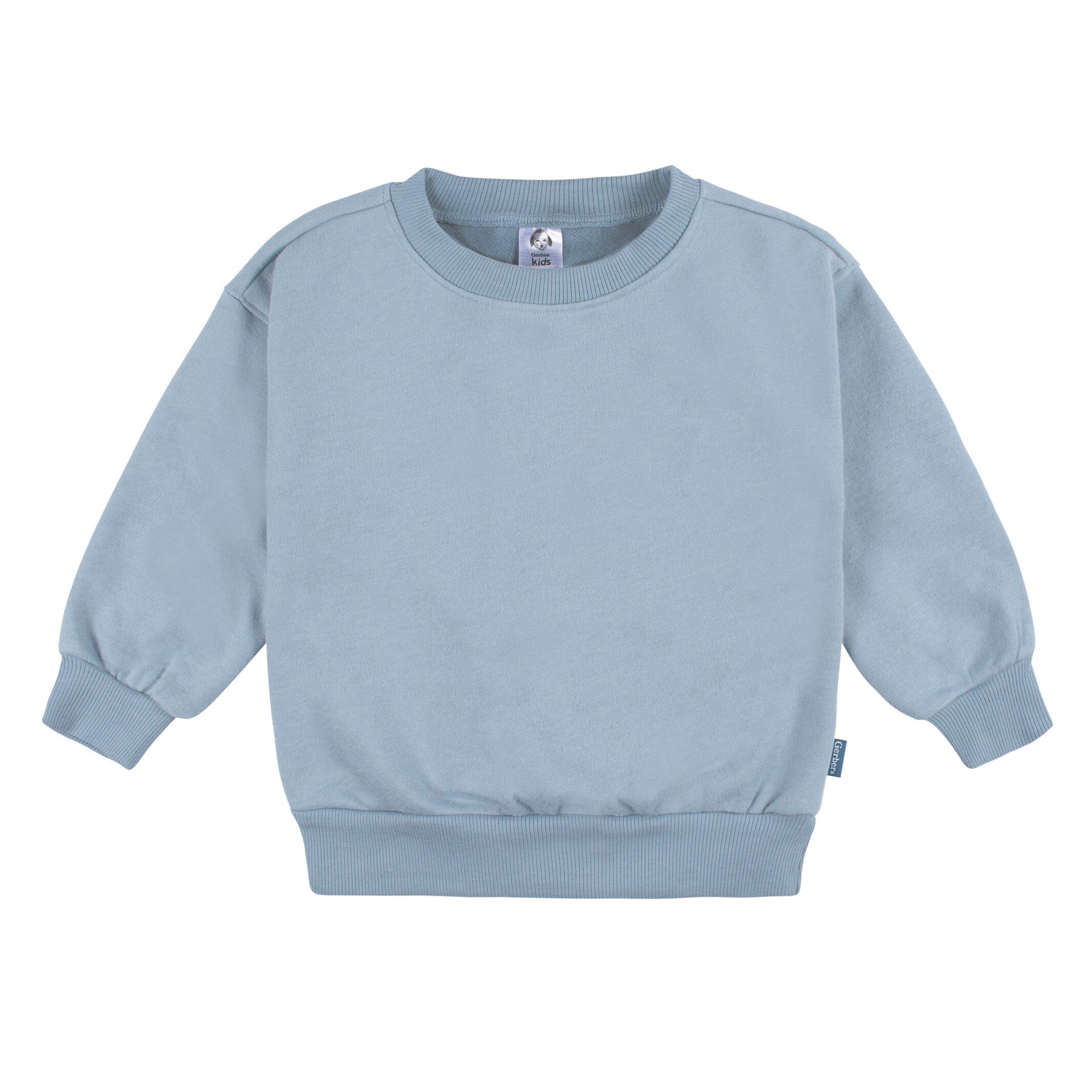 2-Piece Infant & Toddler Neutral Blue Sweatshirt & Pant Set