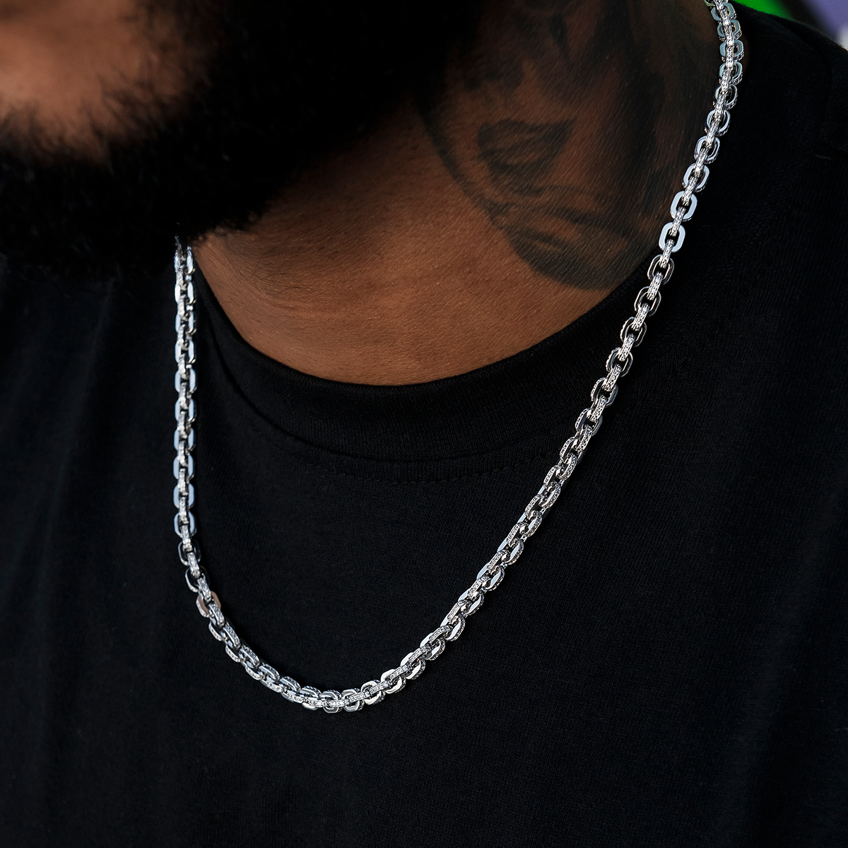 Iced Box Chain in White Gold