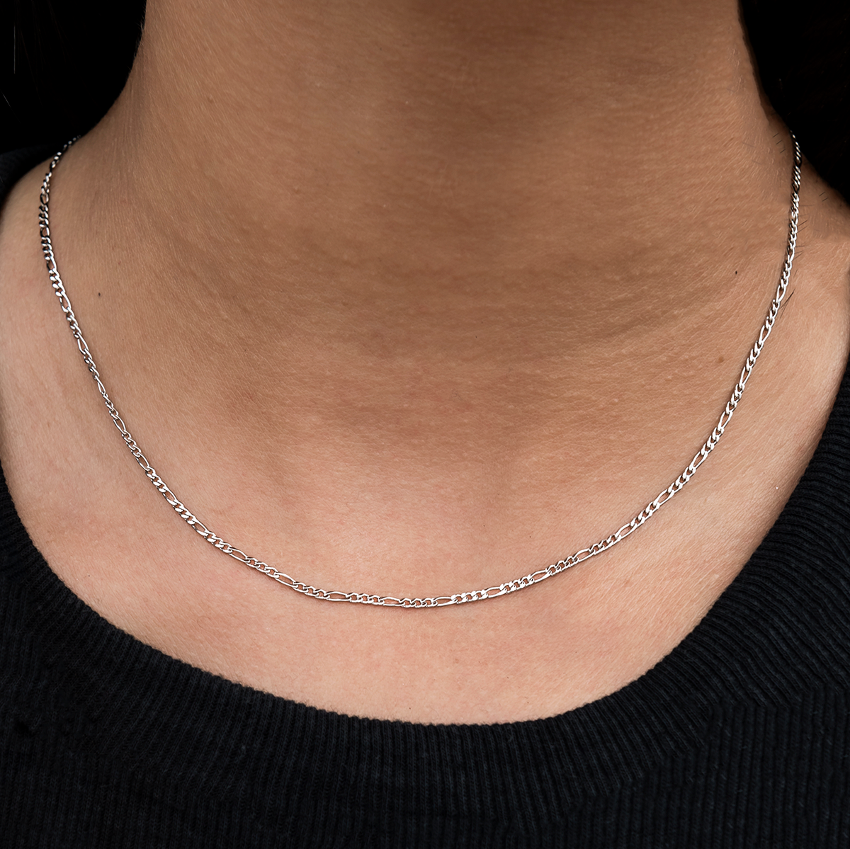 Figaro Necklace in White Gold- 2mm