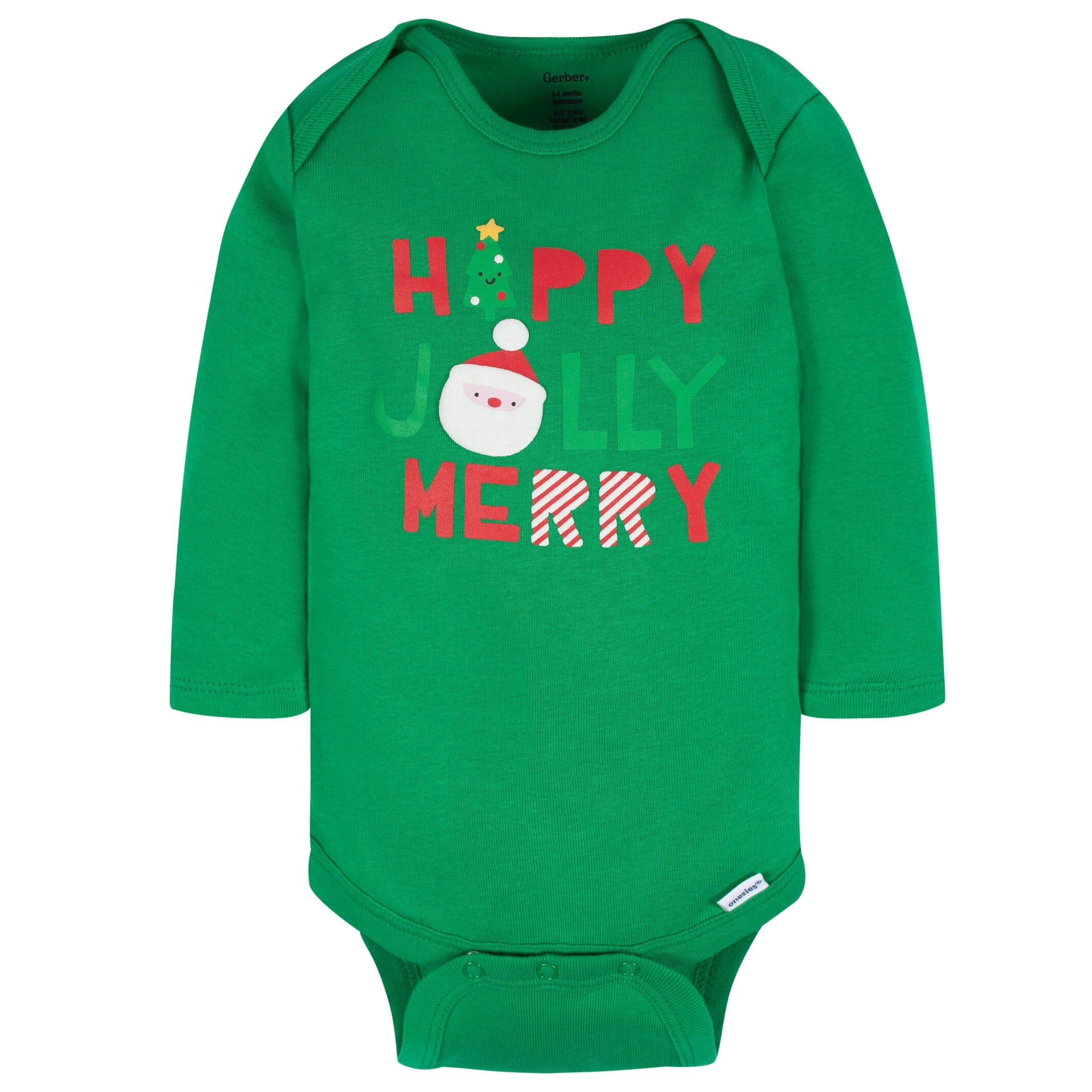 3-Pack Baby Neutral Happy Jolly Long Sleeve Onesies Bodysuits