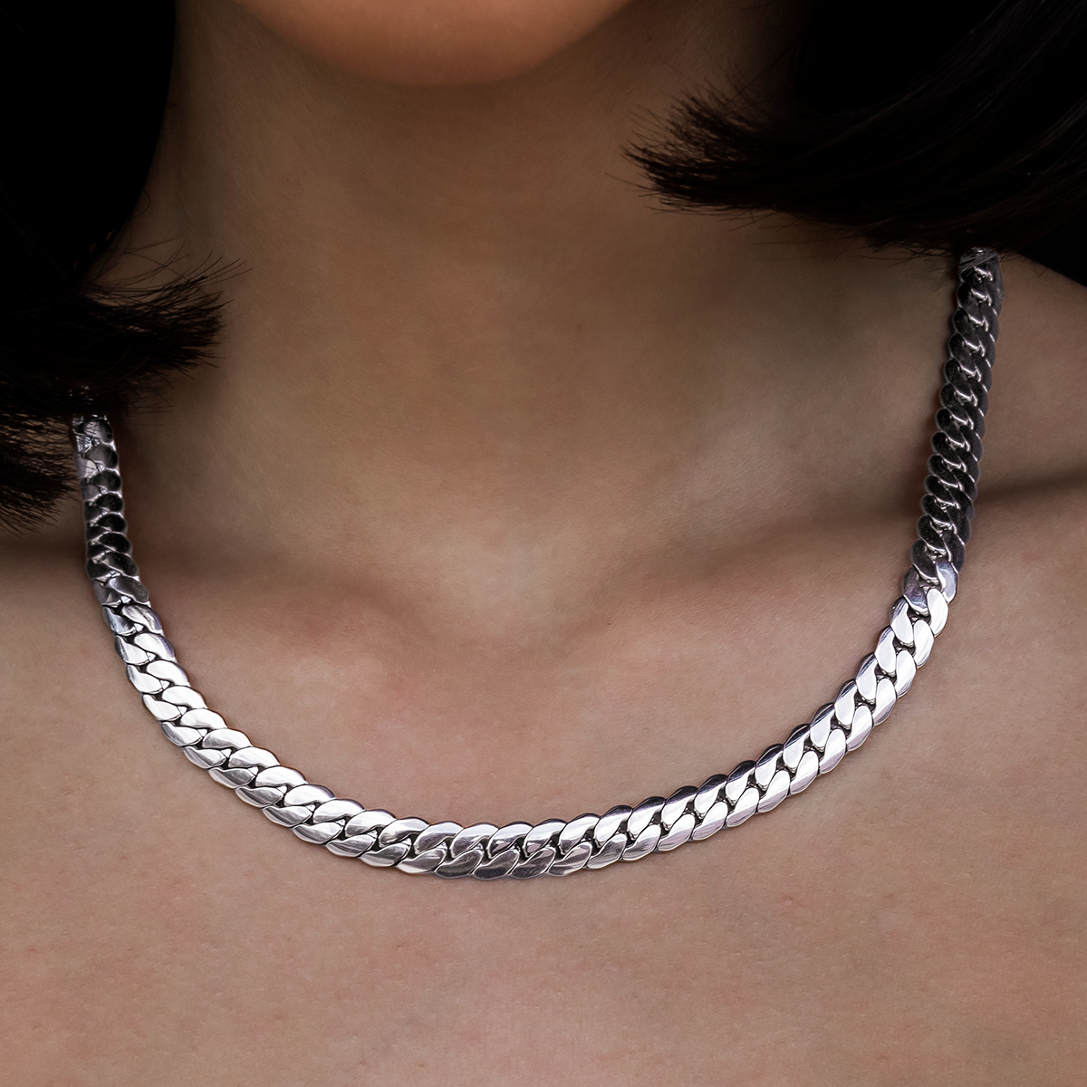 South Beach Cuban Necklace in White Gold- 8mm