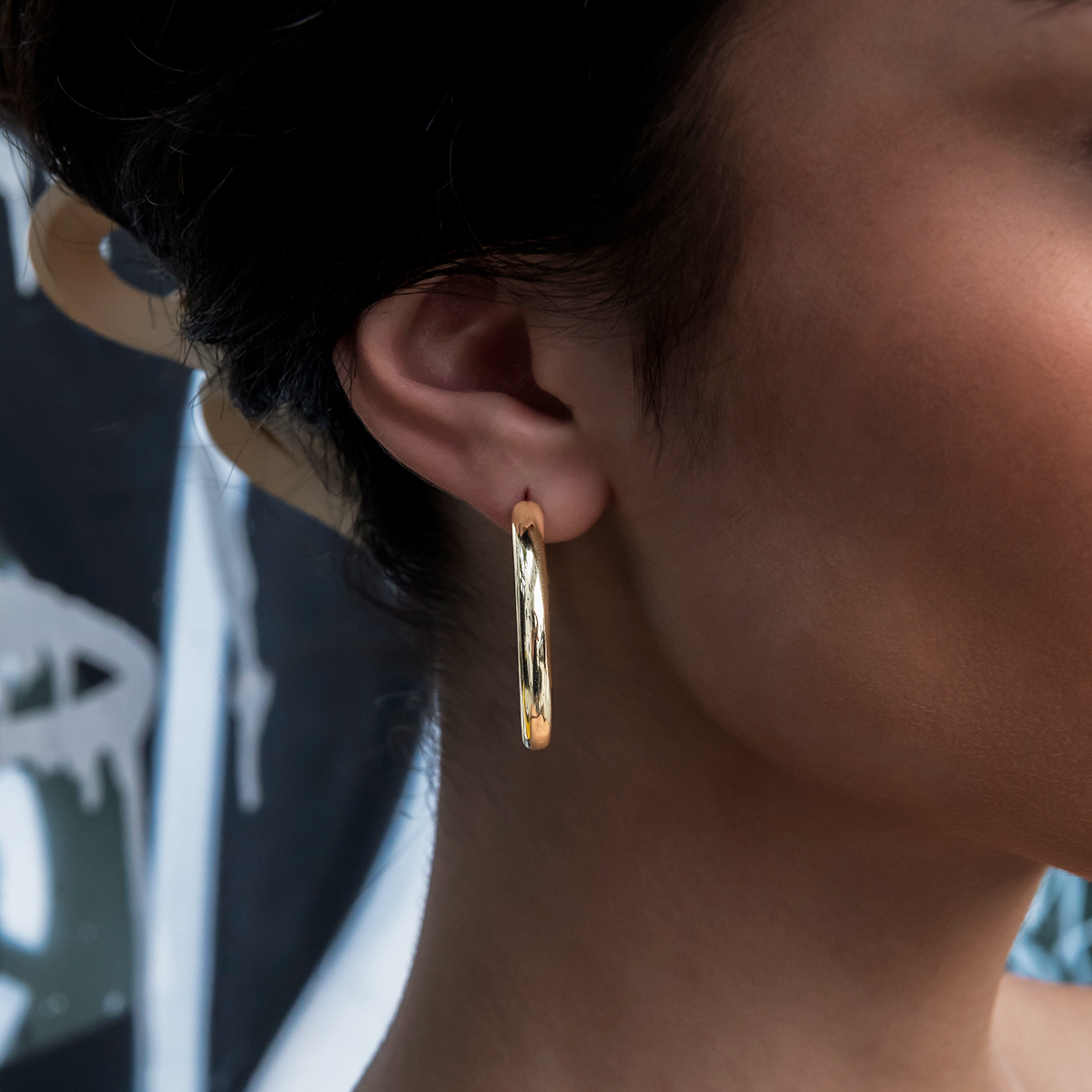 Tube Hoop Earrings in Yellow Gold