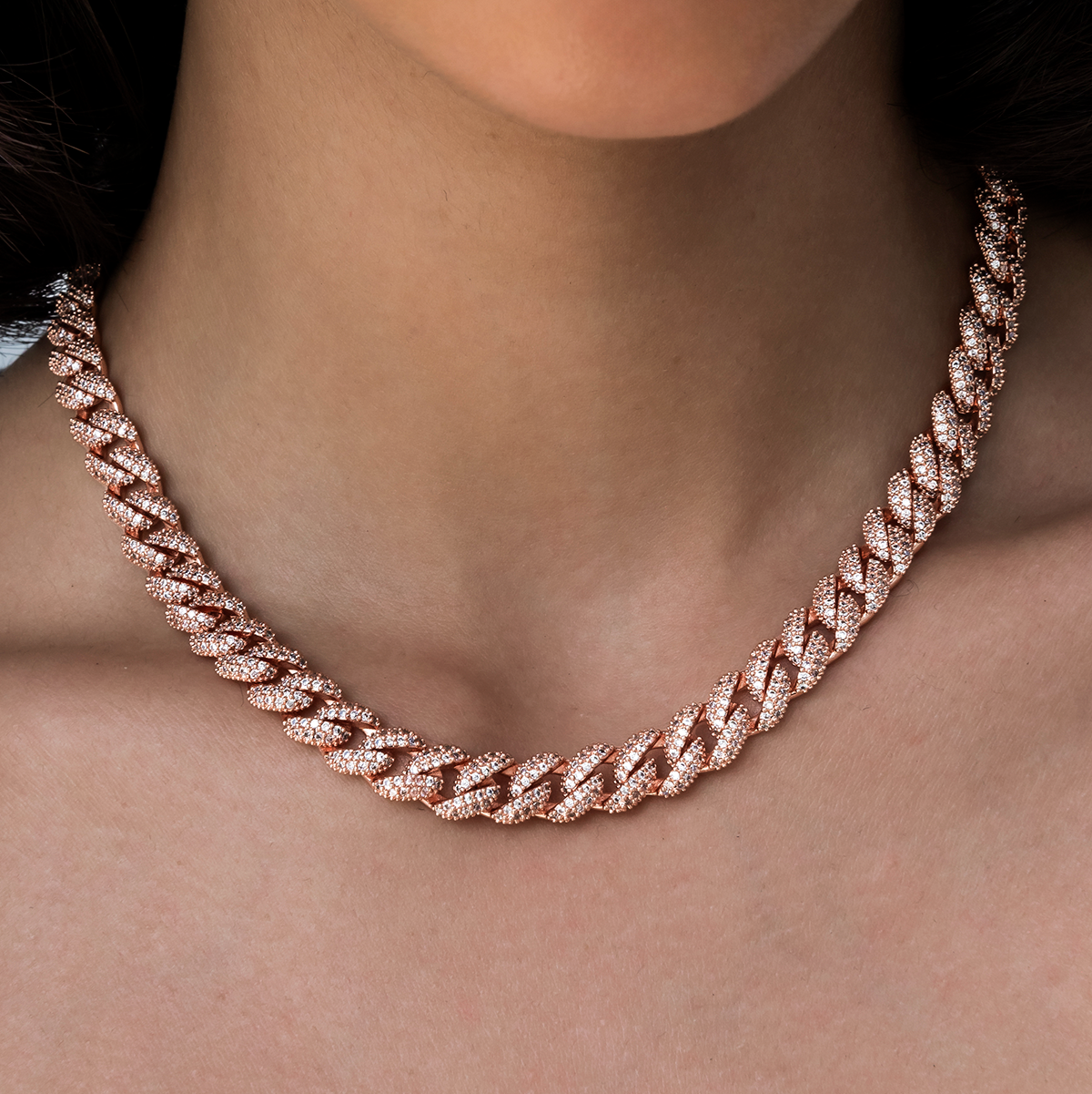 Diamond Cuban Necklace in Rose Gold- 8.5mm