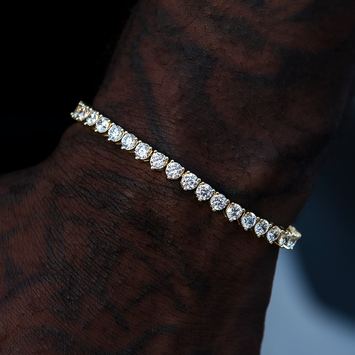 3 Prong Tennis Bracelet in Yellow Gold