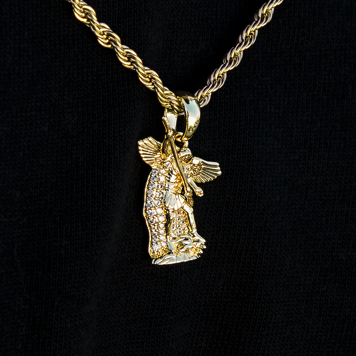 Micro Saint Michael Pendant in Yellow Gold