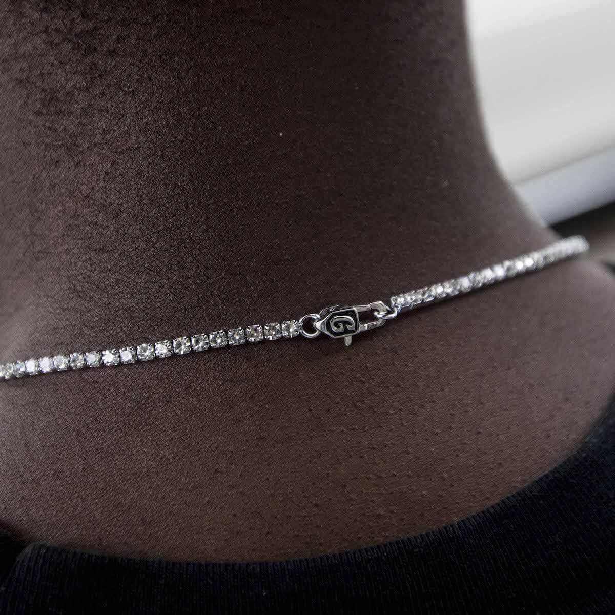 Micro Tennis Necklace in White Gold