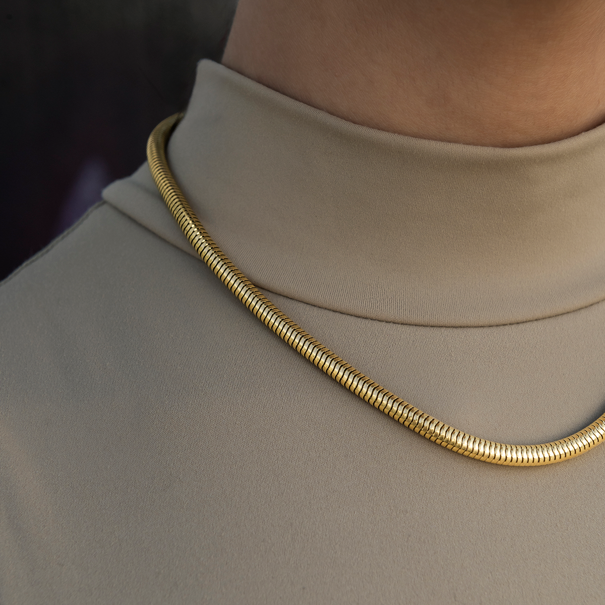 Snake Chain Necklace in Yellow Gold - 4mm