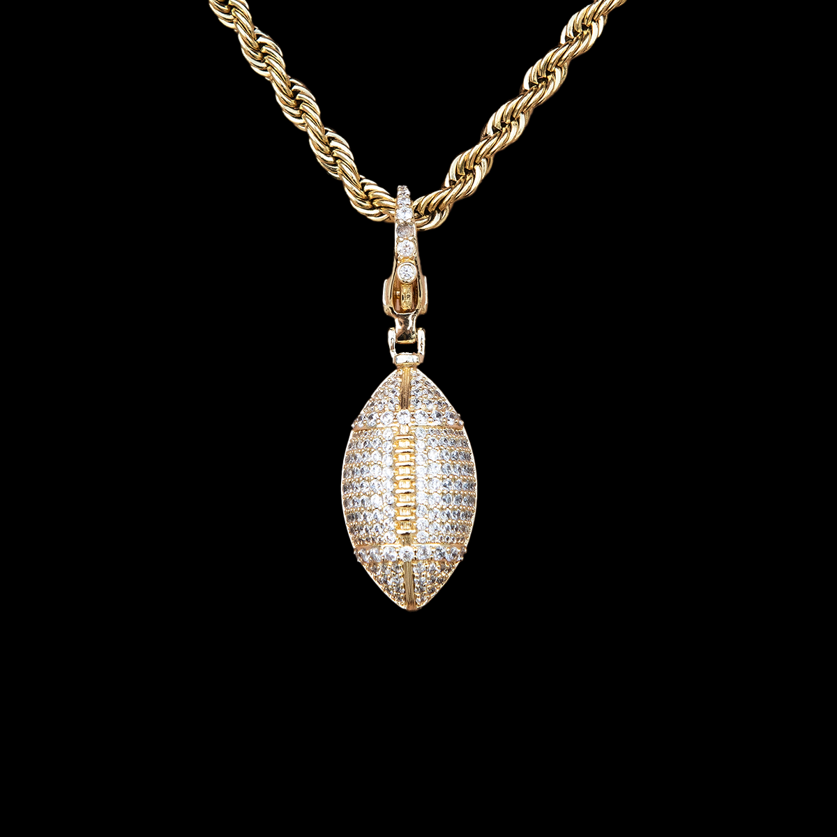 Football Clip On Pendant in Yellow Gold