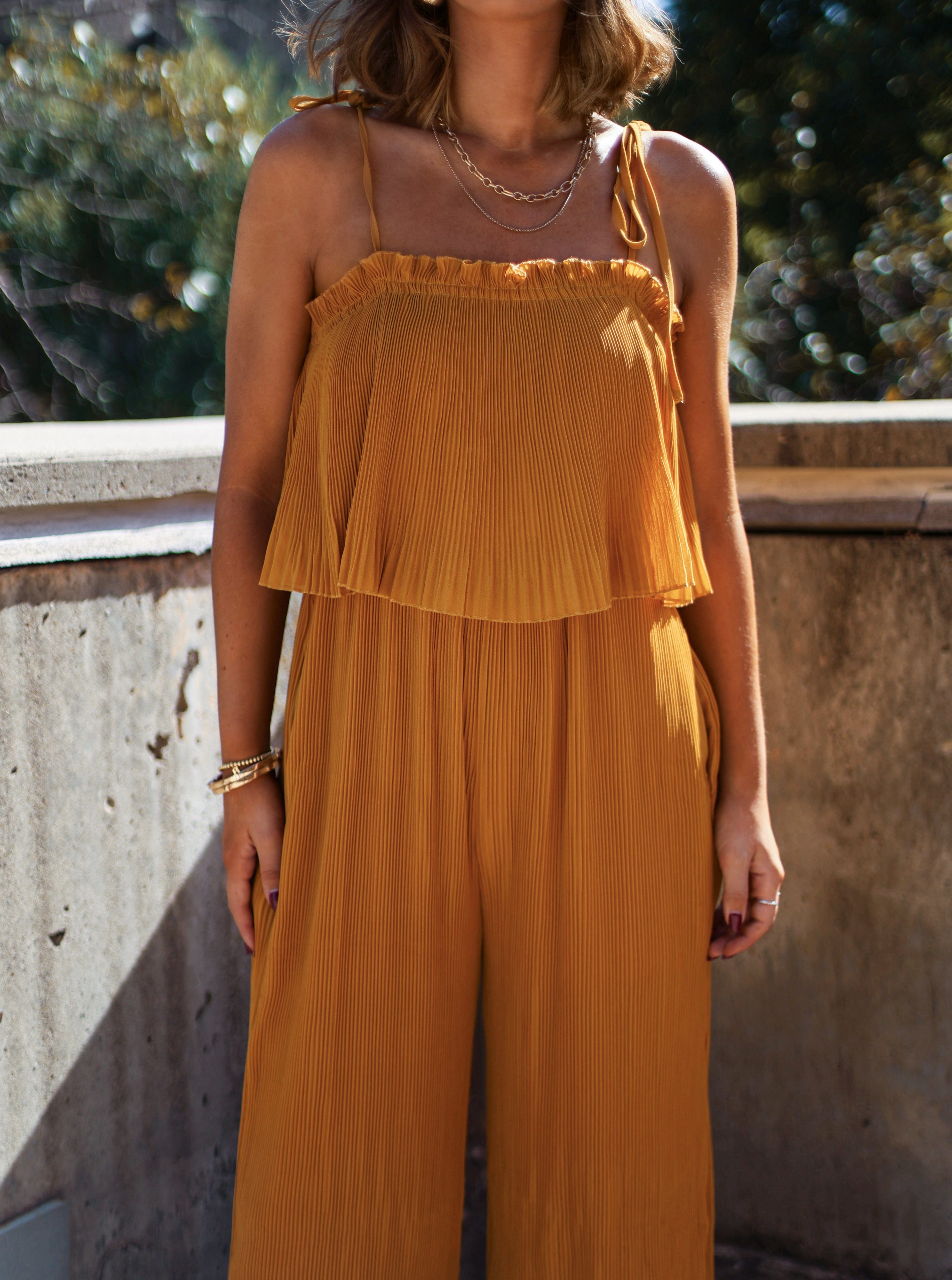 Mustard Pleated Jumpsuit