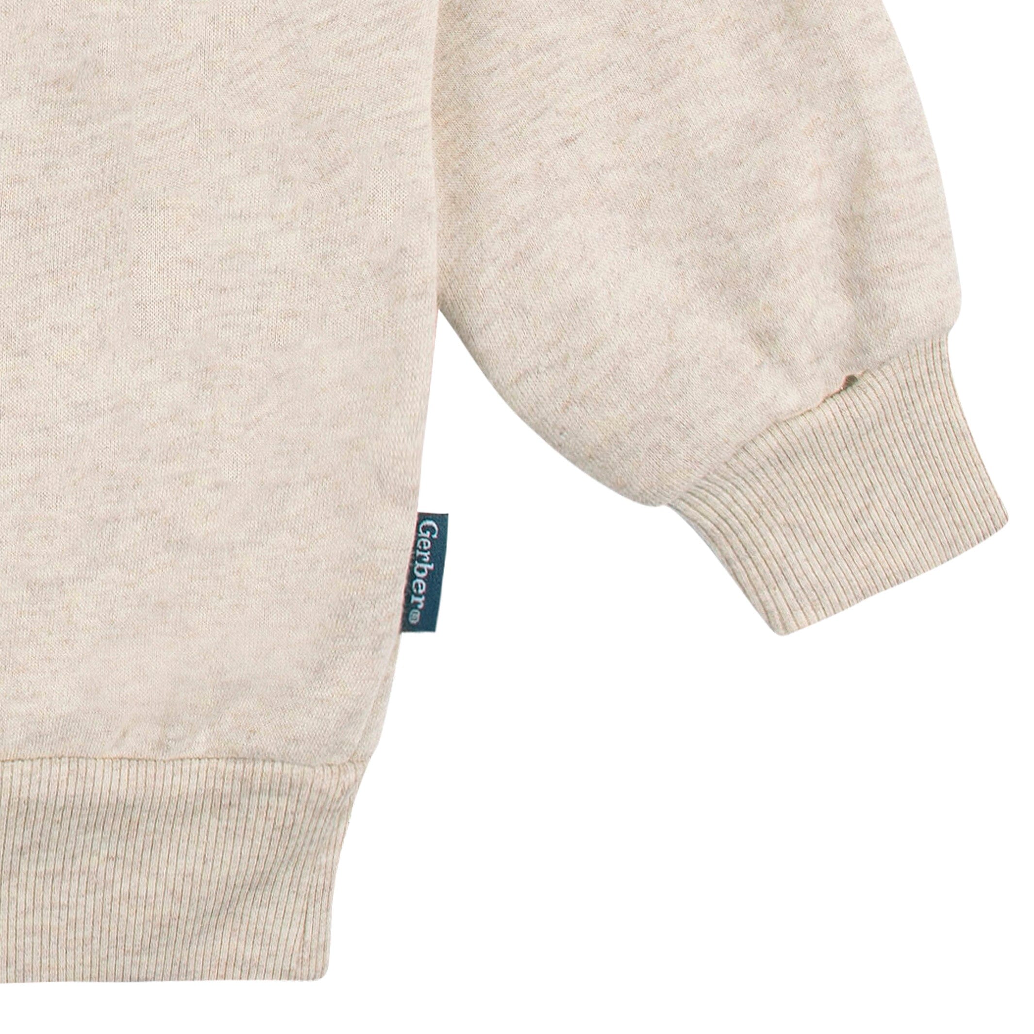 2-Piece Infant & Toddler Neutral Oatmeal Heather Sweatshirt & Pant Set