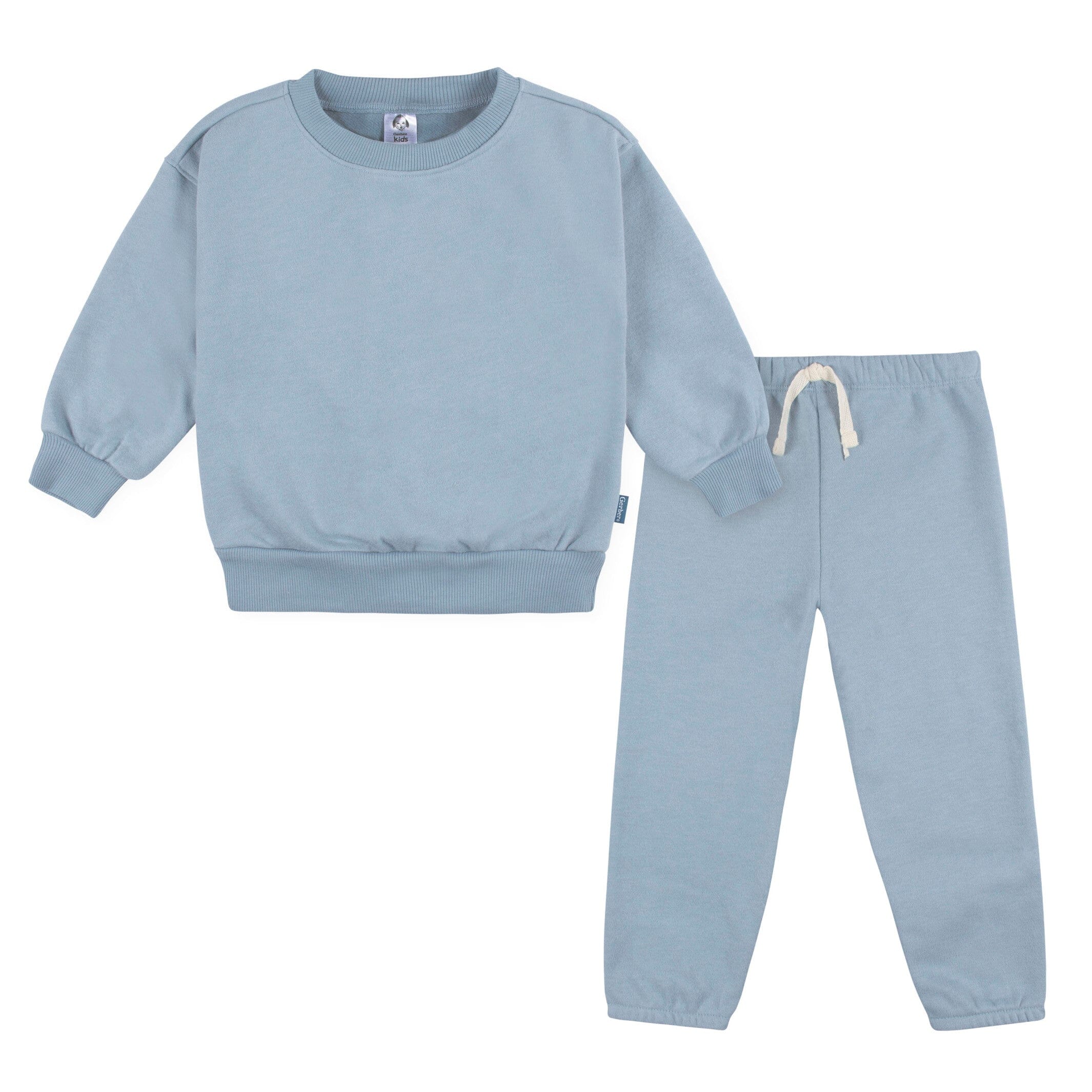 2-Piece Infant & Toddler Neutral Blue Sweatshirt & Pant Set