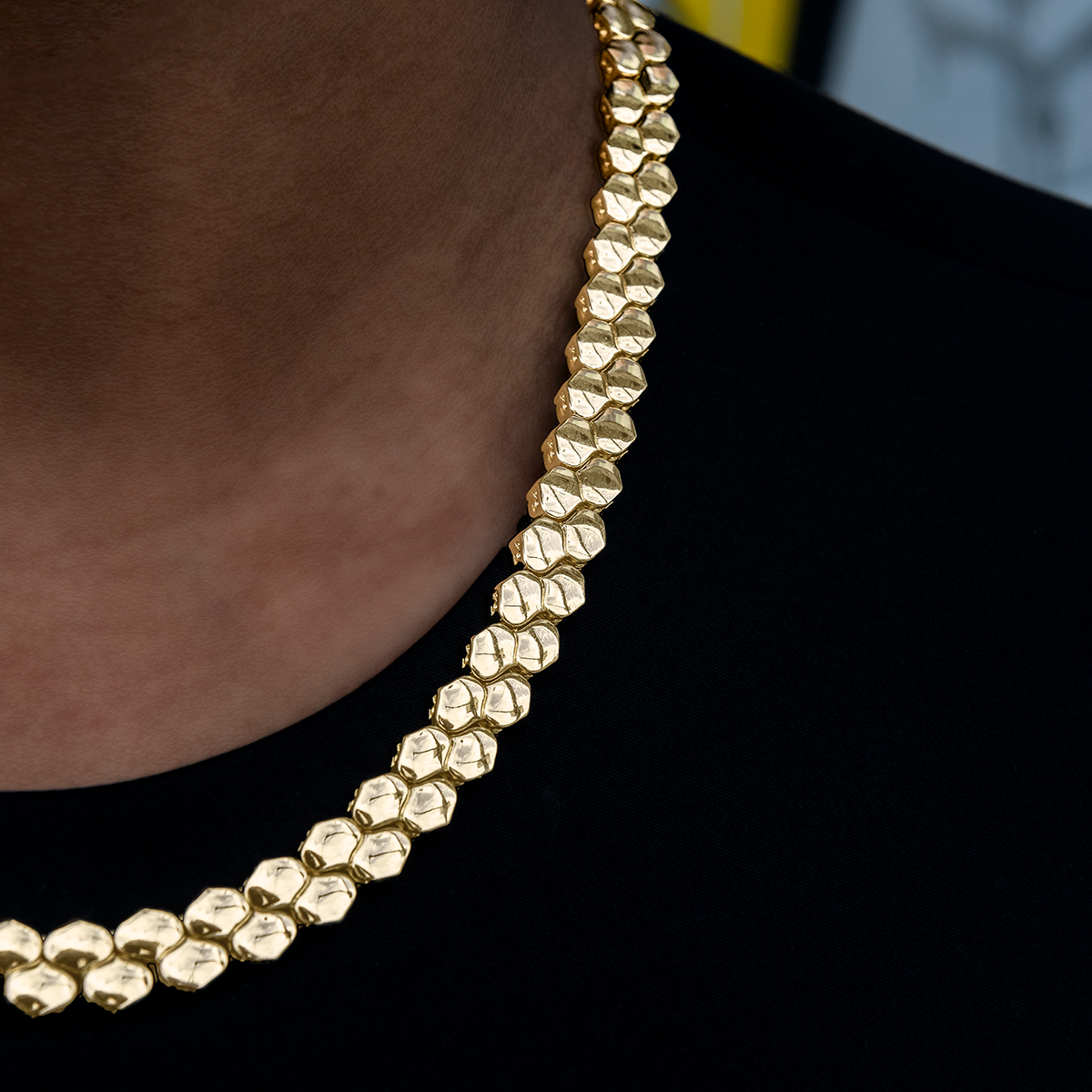 Flat Reptile Chain in Yellow Gold -4mm