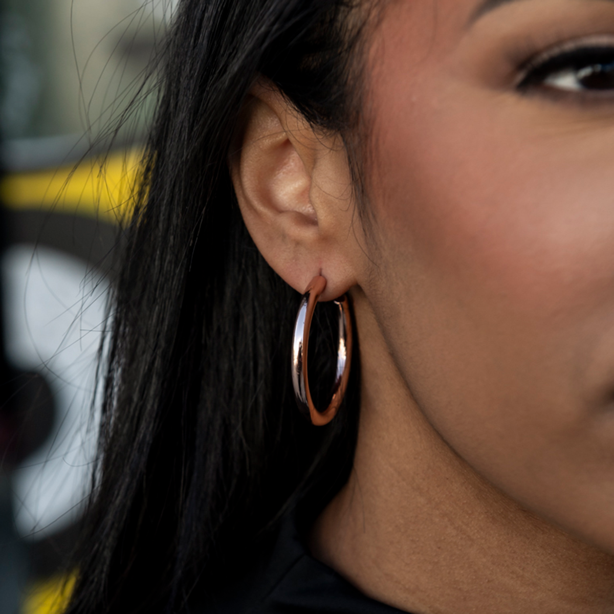 Tube Hoop Earrings in Rose Gold