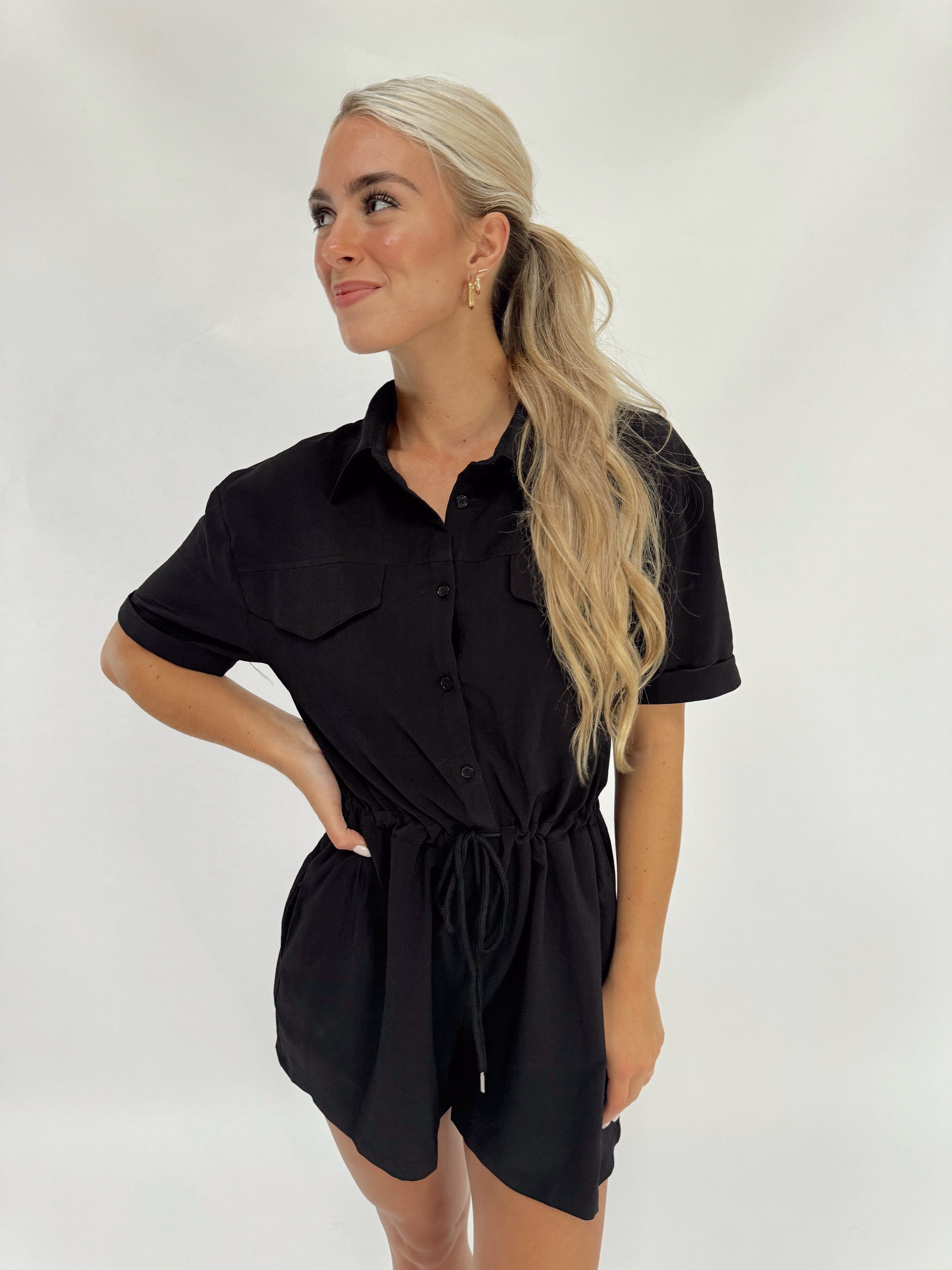 Black Button Down Romper