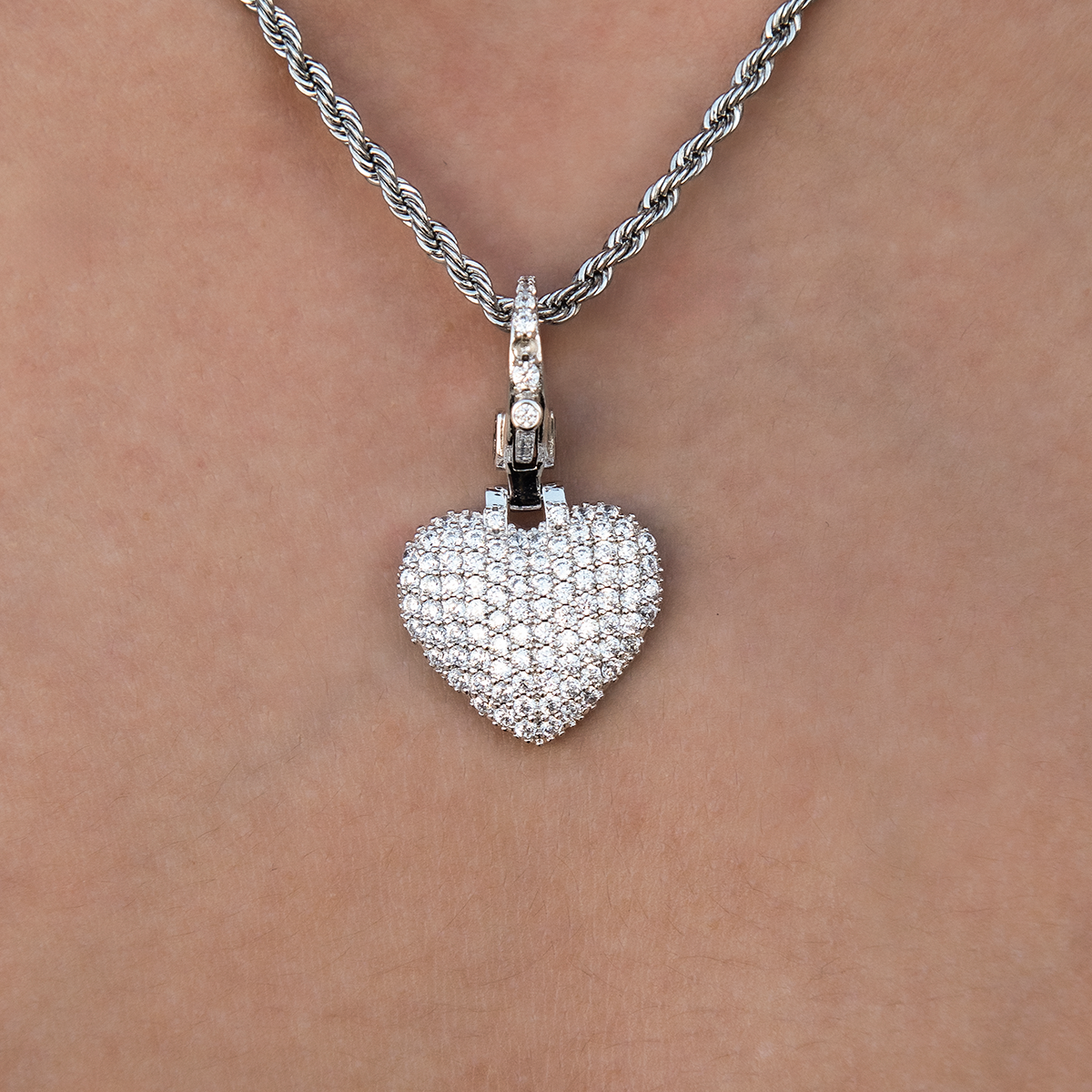 Pave Heart Clip On Pendant