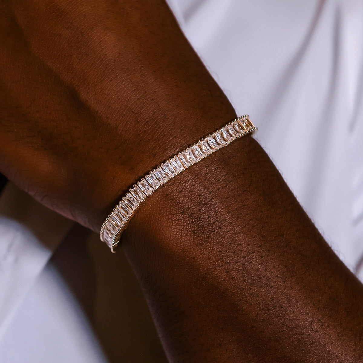 Diamond Baguette Tennis Chain + Bracelet Bundle in Yellow Gold- 6mm