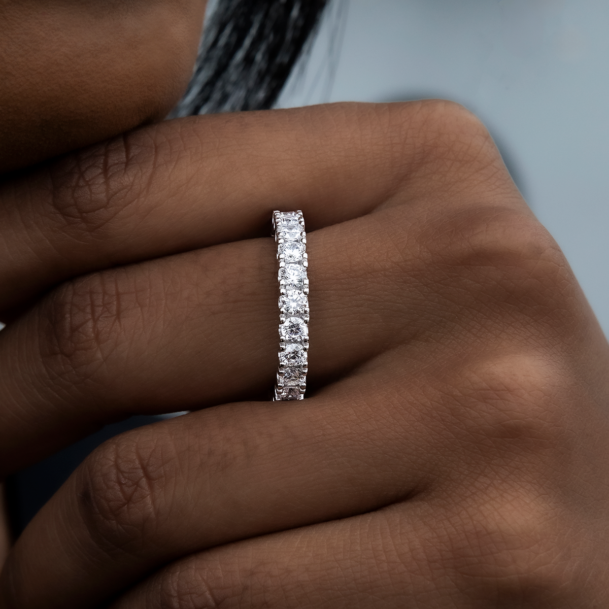 3mm Eternity Band Ring in White Gold Vermeil