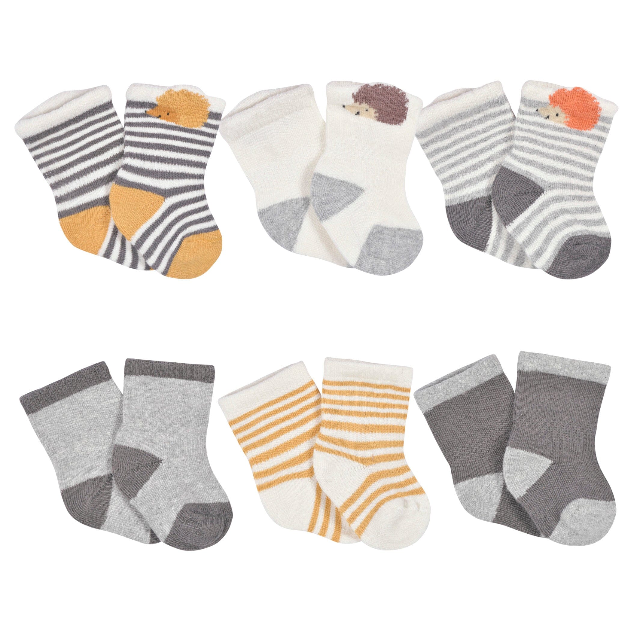 6-Pack Baby Boys Hedgehog Wiggle Proof Socks