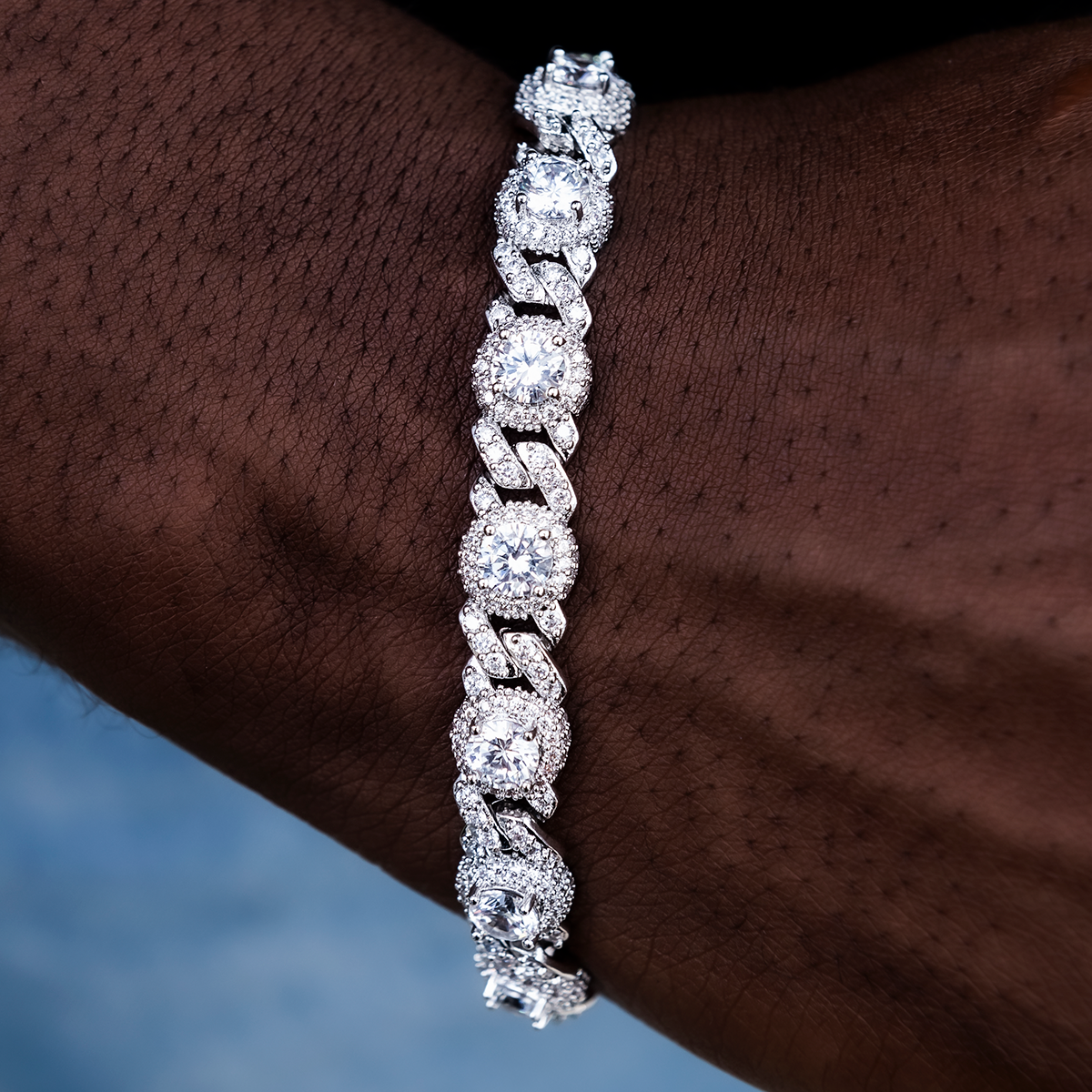 Iced Diamond Station Cuban Bracelet