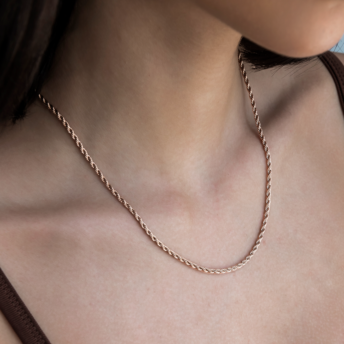 Rope Necklace in Rose Gold- 2mm