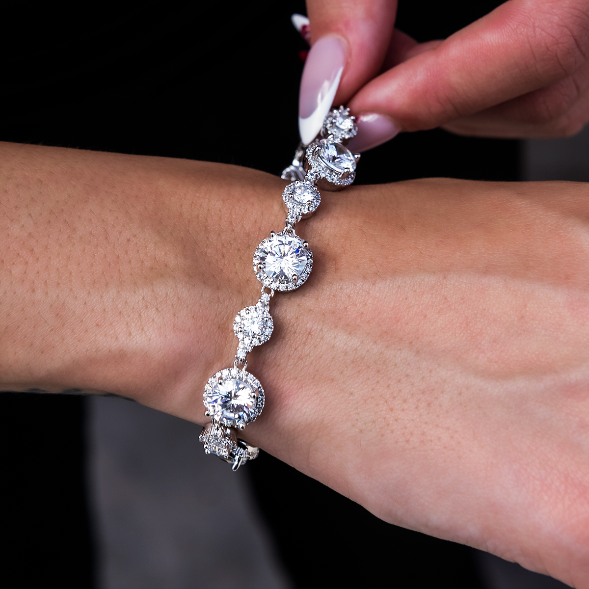 Diamond Halo Tennis Bracelet