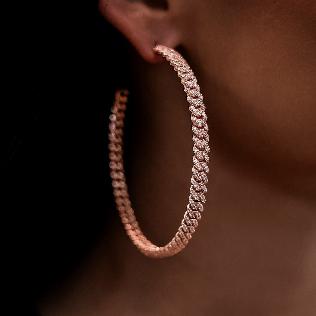 Diamond Prong Hoop Earrings in Rose Gold