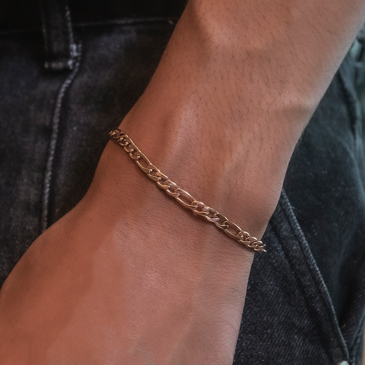 Figaro Bracelet in Rose Gold- 4mm