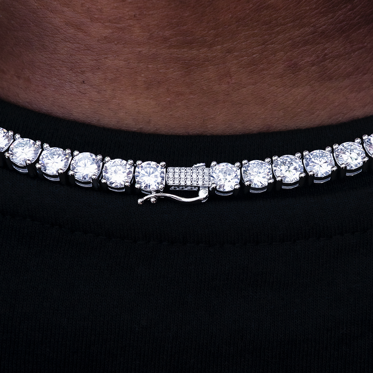 Diamond Tennis Chain in White Gold- 7mm