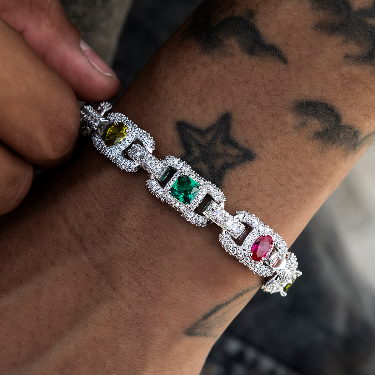 Diamond Multicolor Cluster Mariner Bracelet