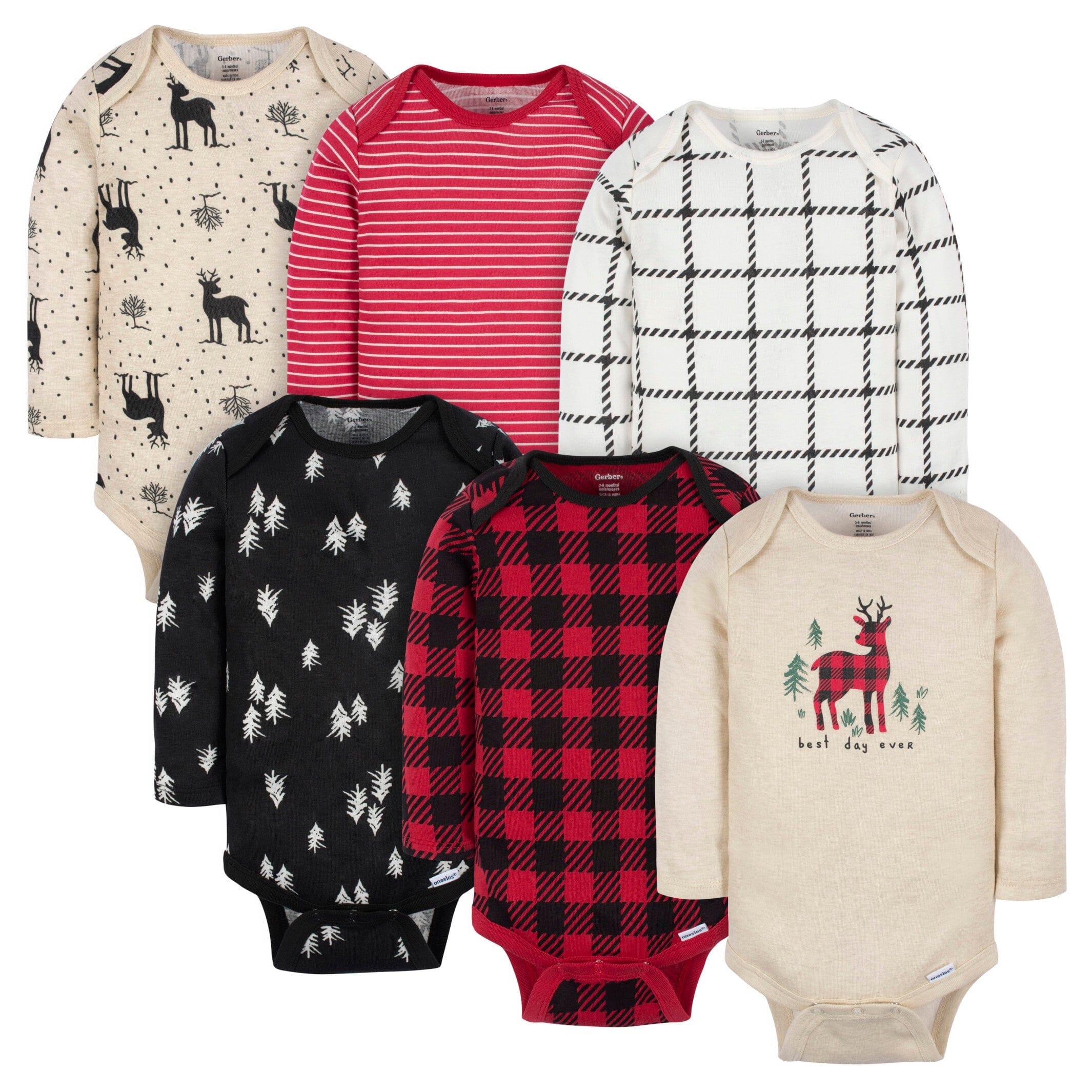 6-Pack Baby Neutral Deer Onesies Bodysuits