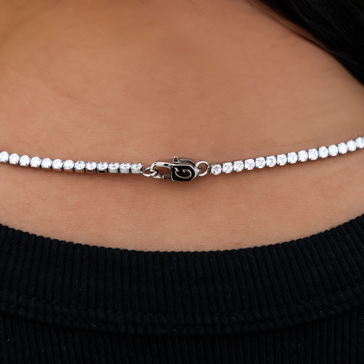 Micro Tennis Necklace in White Gold